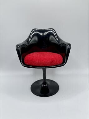 Miniature 1:6 Scale Mid Century Modern Acrylic Mini Tulip Swivel Chair, Black